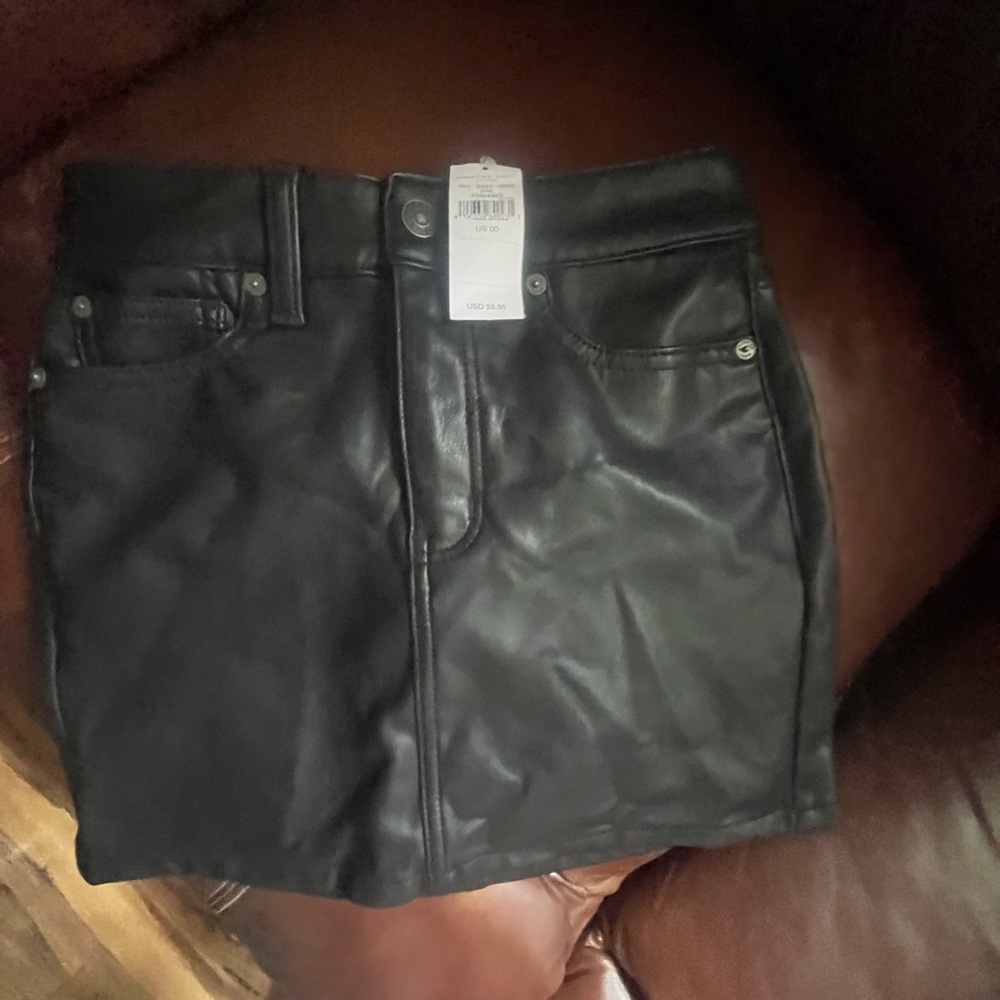 Black leather mini skirt